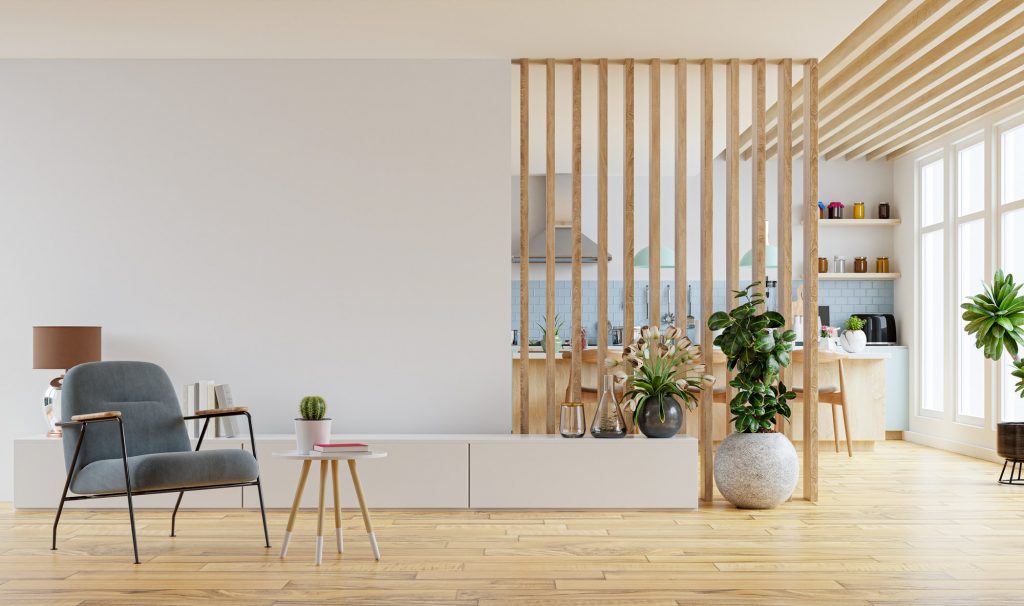 Modern interior room with furniture.