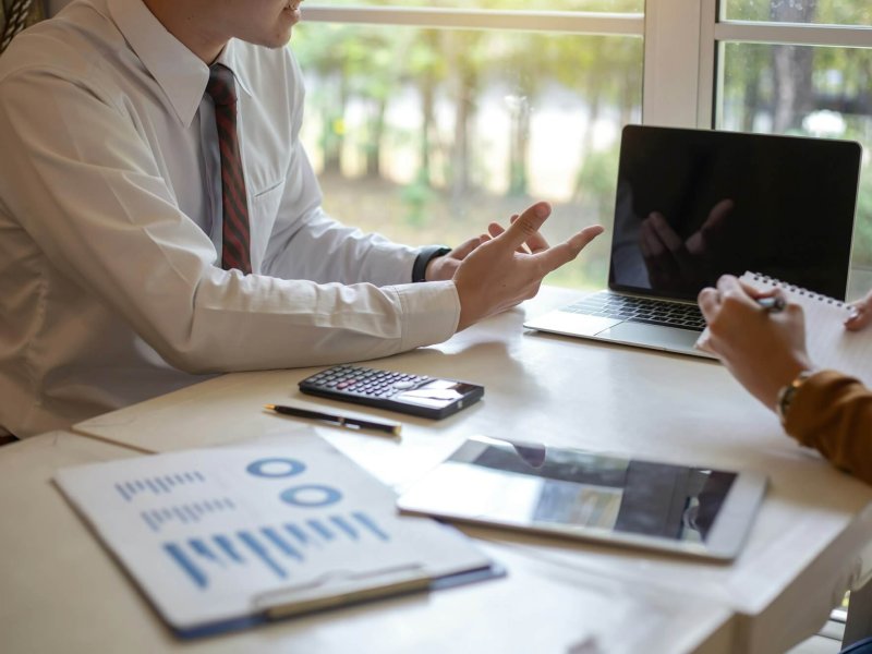 Businessman consulting, investment and financial planning.